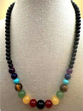 NEW Healing 7 Chakra Crystal Necklace With Multicolored Beads